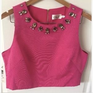 NWT Eliza J Embellished Faille Top- Pink- Size 12